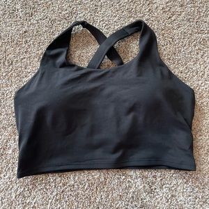 Black crossback tanktop with built in sports bra